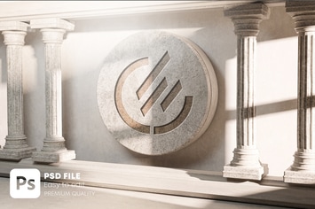 Carved Logo Mockup on Stone Classic Pillar Column 
