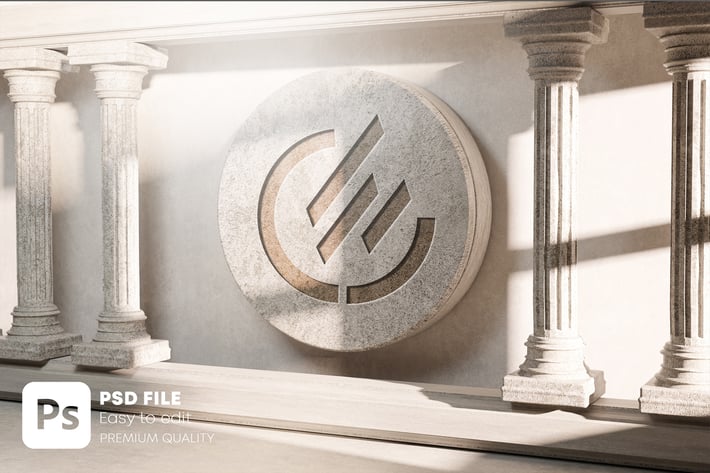 Carved Logo Mockup on Stone Classic Pillar Column 