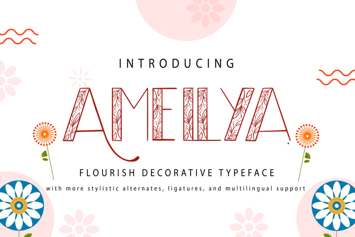 Amellya | Flourish Decorative Typeface