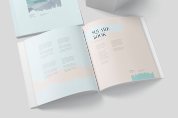 Open & Close Square Size Book Mockups