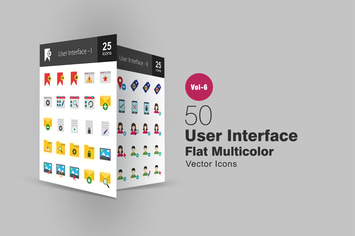 50 User Interface Flat Multicolor Icons