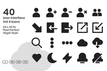 40 User Interface Vol 4 Icons Set - Glyph