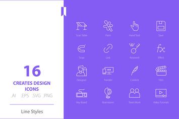 Graphic Design Icon Set Line Styles