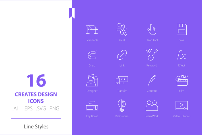 Graphic Design Icon Set Line Styles