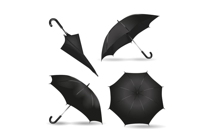 Realistic Black Rain Umbrella Mockups