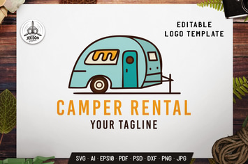 Camper Rental Badge Template RV Trailer Flat Label