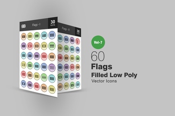 60 Flags Filled Low Poly Icons