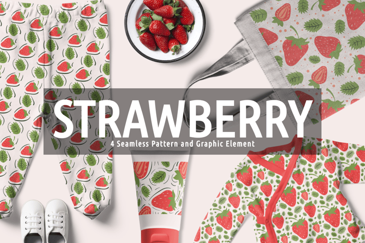 Strawberry Seamless Pattern And Graphic Element