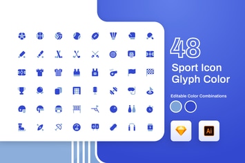 Sport Glyph Color Icon Set