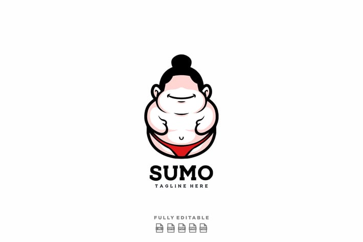 Happy Sumo Cute Logo Template 