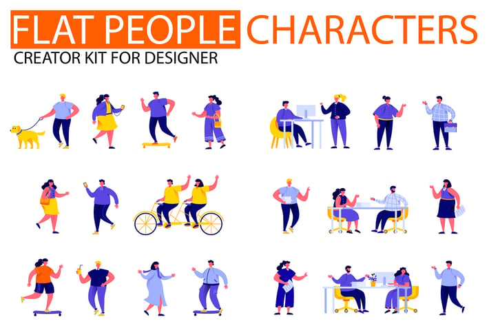 Modern Flat People Character Creator Kit