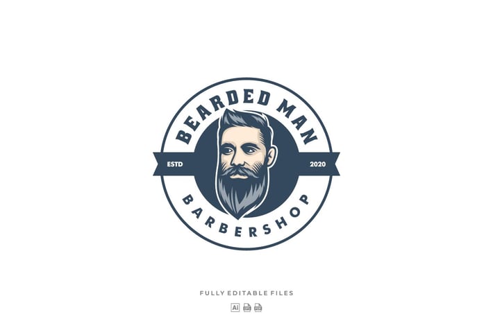 Barbershop Badge Modern Logo Template
