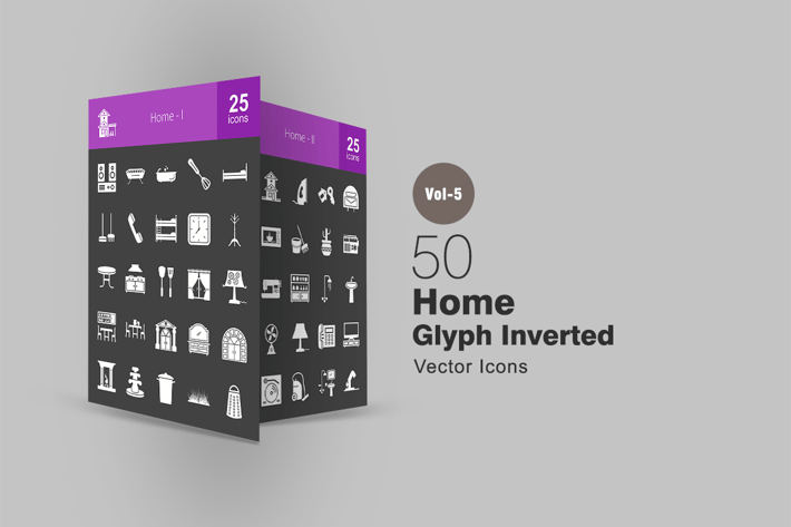 50 Home Glyph Inverted Icons