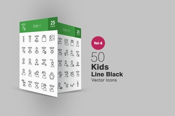 50 Kids Line Icons