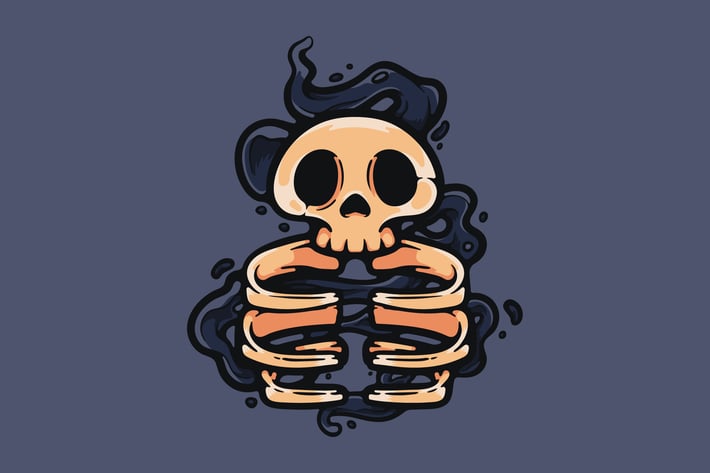 Cartoon Skull With Dark Smoke