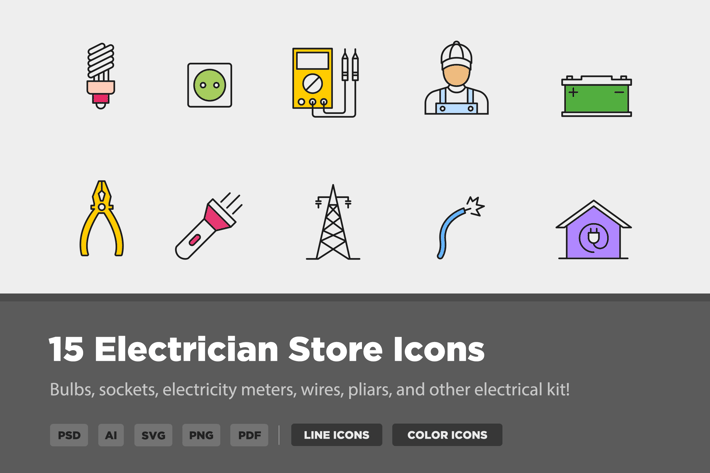 15 Electrician Icons