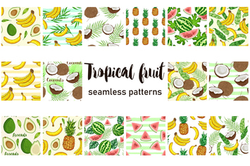 Tropical Fruit Seamless Patterns