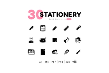 Stationery Icons Solid Style - Part 1