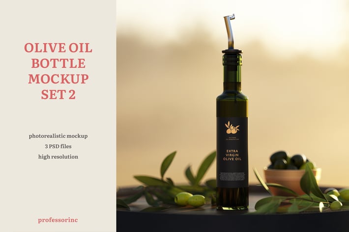 Olive Oil Bottle Mockup - Set 2