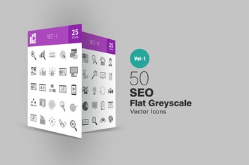 50 SEO Greyscale Icons