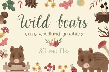 Wild Boars Woodland Graphics