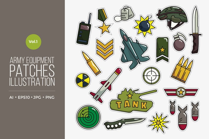 Army Equipment Patches Vector Vol.1