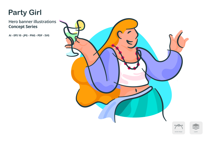 Party Girl Vector Illustration