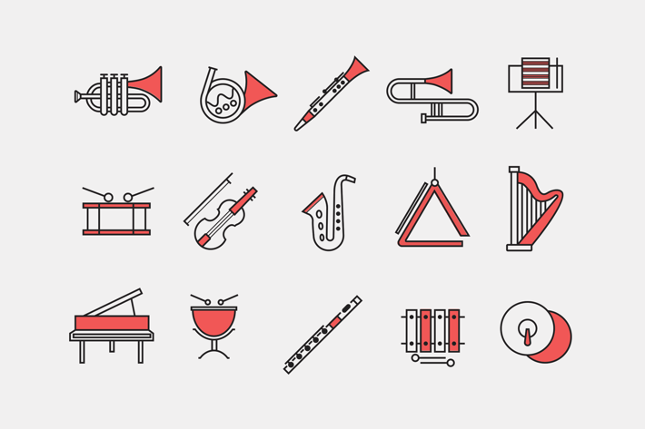 15 Orchestra Instrument Icons