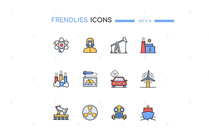 Nuclear Elements - Modern Line Design Style Icons