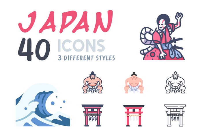 Elements 40 Japan icon set