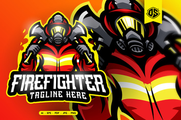 Fire Fighter Mascot Logo Template