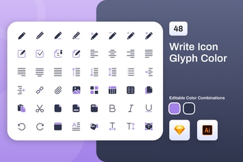 Write Glyph Color Icon Set