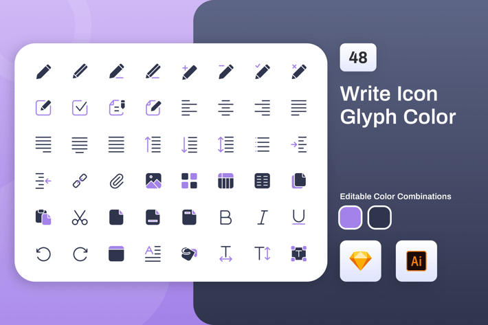 Write Glyph Color Icon Set