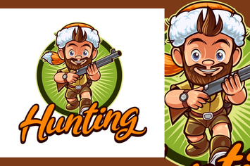 Bearded Hunter Character Mascot Logo