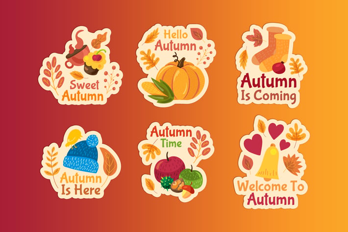 Warm Autumn Badges Set