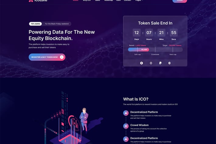 ICOLand | NFT landing page & Crypto HTML Template