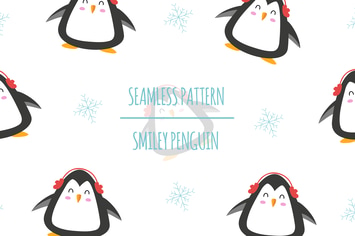 Smiley Penguin – Seamless Pattern