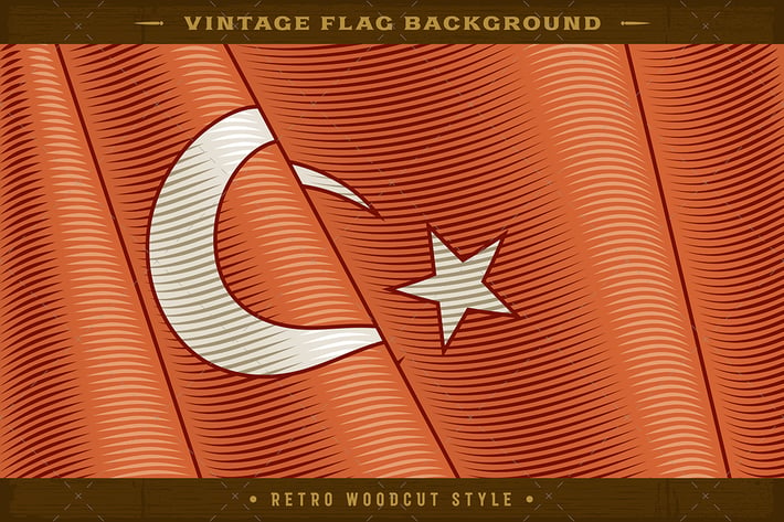 Vintage Flag Of Turkey. Close-up Background