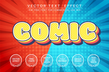 Comic layer - editable text effect,  font style