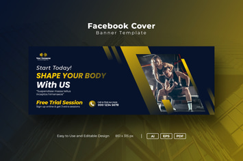 Gym fitness Facebook Cover Template