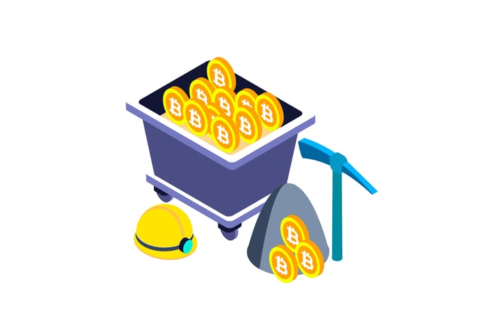 Bitcoin Mining Isometric Illustration