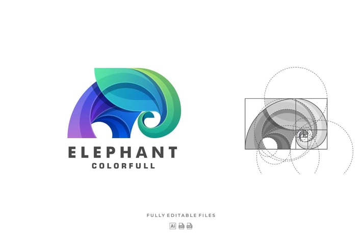 Elephant Gradient with Golden Ratio Logo