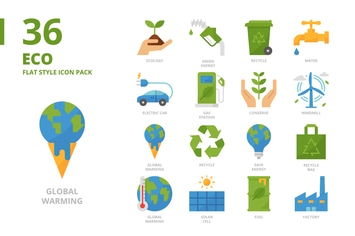 Ecology Flat Style Icon Set