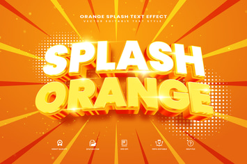 3d Splash Orange Editable Vector Text Effect