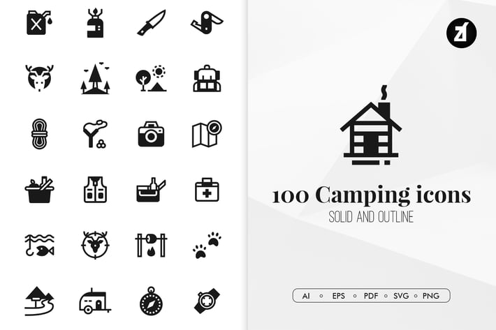 100 Camping minimal icons