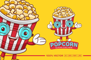Popcorn Mascot Logo Vector