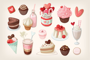 Valentine day food and desserts
