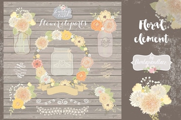 Mason jar floral clipart