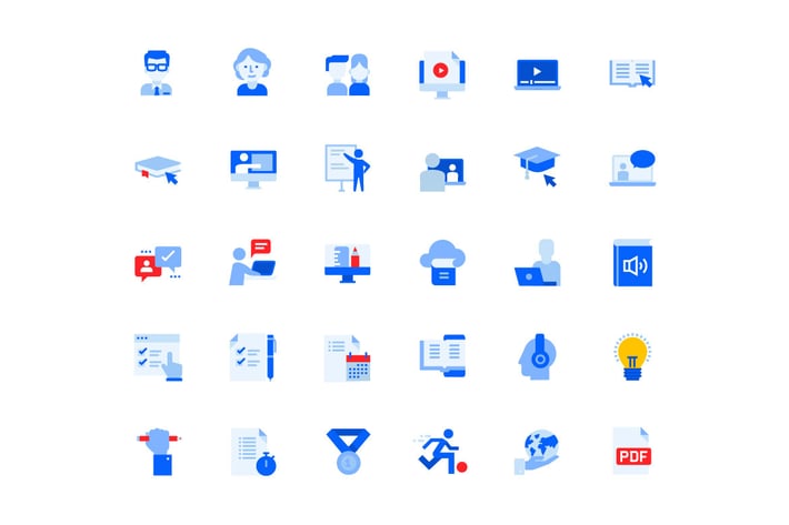 Distance Education Icons Set 