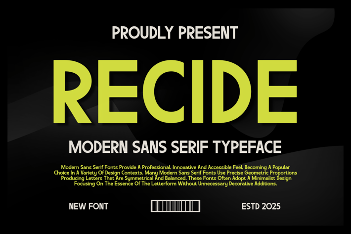 Recide - Modern Sans Serif Typeface